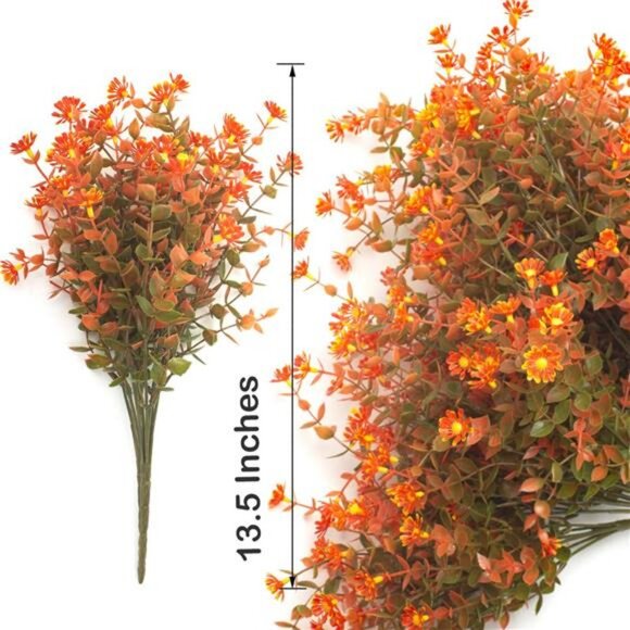 12 Bundles Artificial Fall Flowers No Fade Faux Autumn Plants, Fake Indoor - Picture 2 of 8